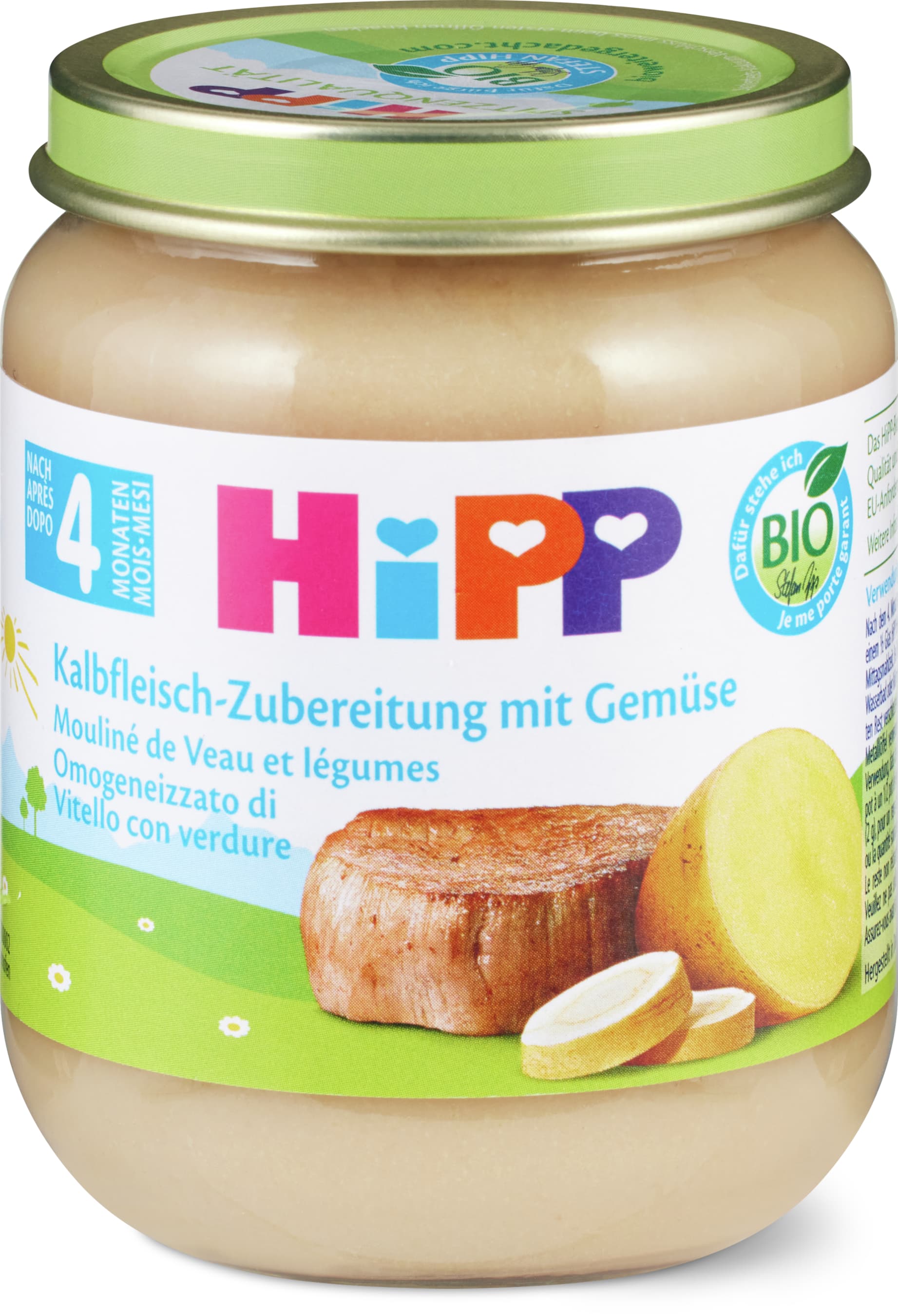 Hipp Kalbfleisch Zubereitung mit Gemüse Bio, nach 4 Monaten 125g